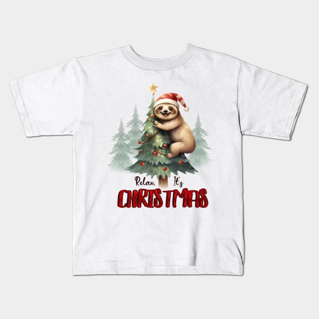 Merry Slothmas Kids T-Shirt by MZeeDesigns